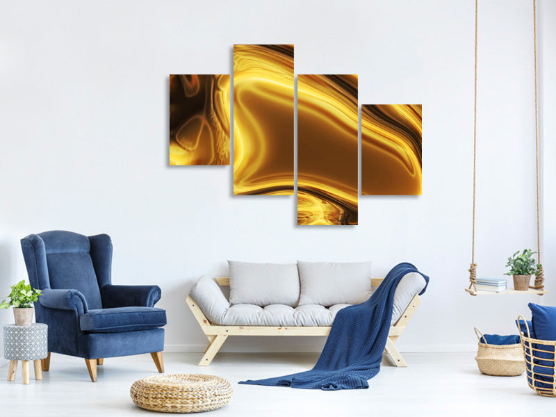 modern-4-piece-canvas-print-abstract-liquid-gold