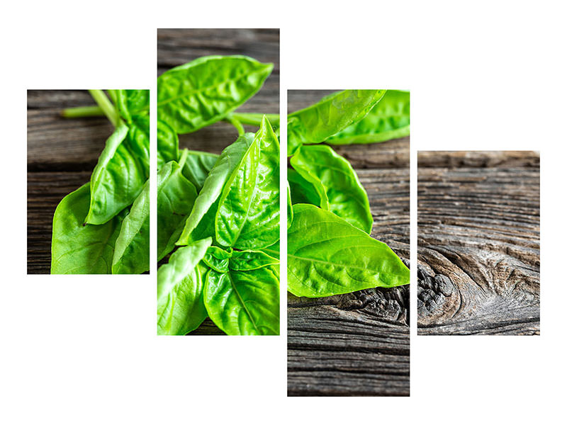 modern-4-piece-canvas-print-basil-leaves-ii