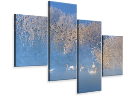 modern-4-piece-canvas-print-blue-swan-lake