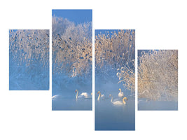 modern-4-piece-canvas-print-blue-swan-lake