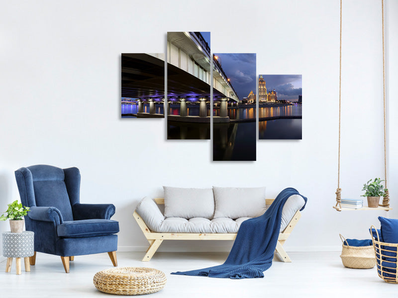 modern-4-piece-canvas-print-bridge-at-night