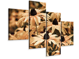 modern-4-piece-canvas-print-daisies-in-sepia