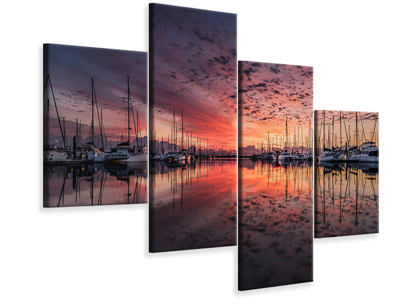 modern-4-piece-canvas-print-evening-mood-in-the-harbor