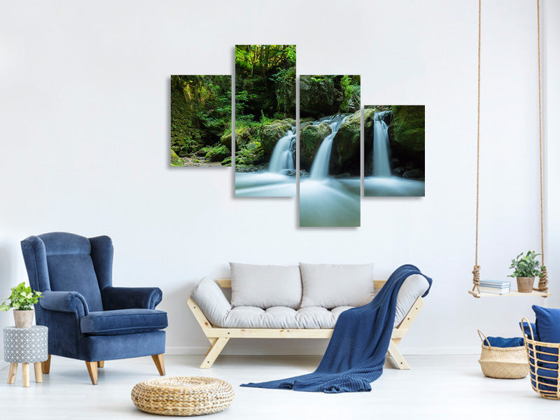 modern-4-piece-canvas-print-falling-water-in-the-wood