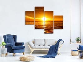 modern-4-piece-canvas-print-glowing-sunset-on-the-water