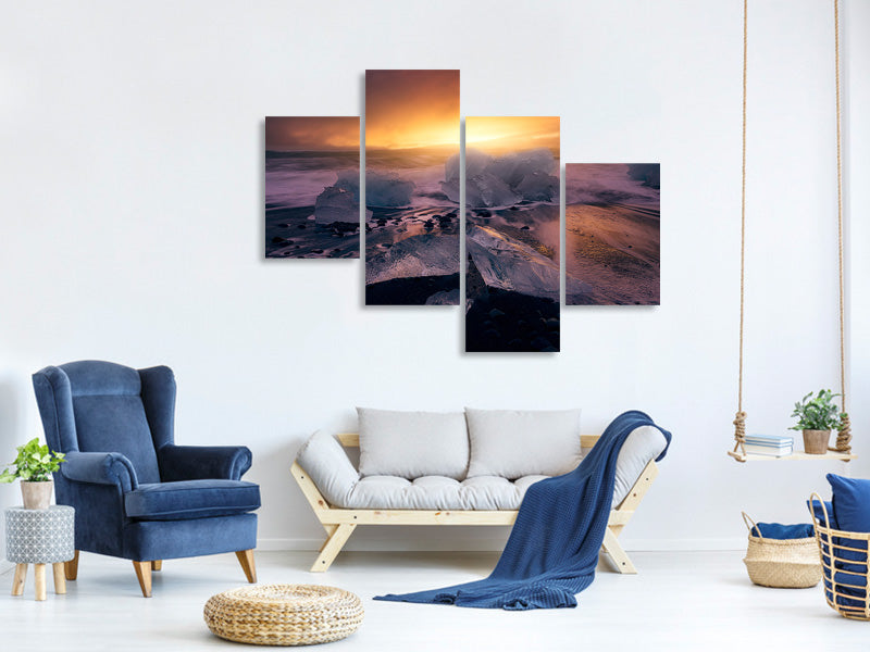 modern-4-piece-canvas-print-jokulsarlonas-sunrise-ii