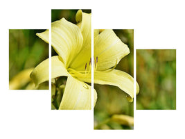 modern-4-piece-canvas-print-lilies-blossom-in-yellow