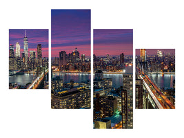 modern-4-piece-canvas-print-manhattan-skyline-during-beautiful-sunset