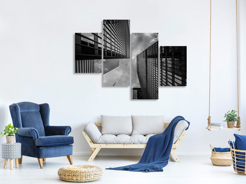 modern-4-piece-canvas-print-many-skyscrapers