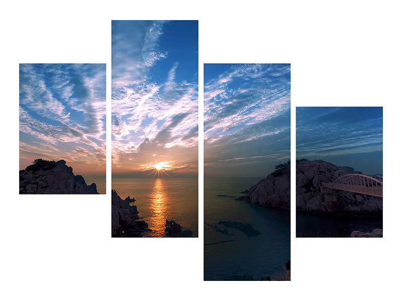 modern-4-piece-canvas-print-moody-sunset-at-the-sea