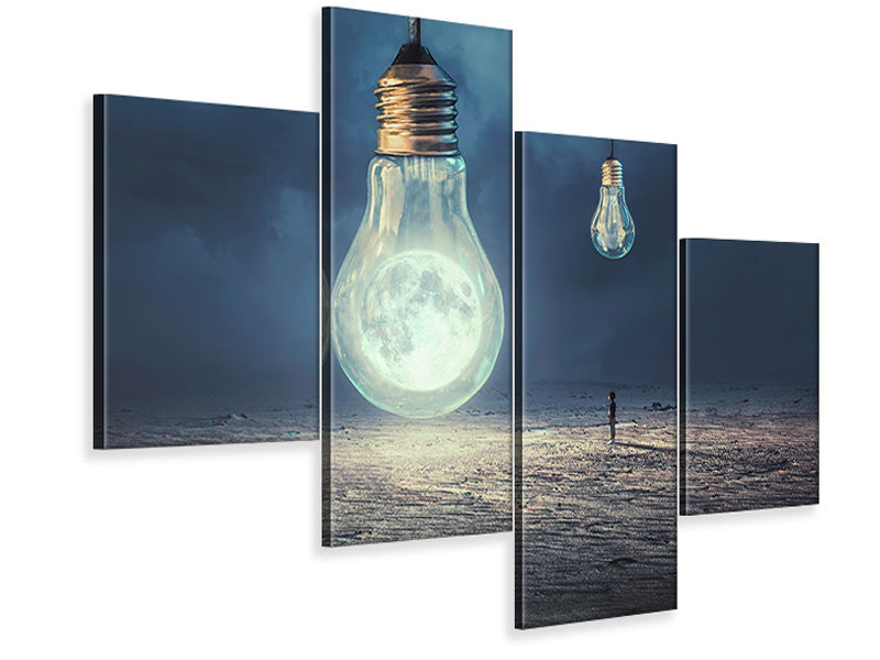 modern-4-piece-canvas-print-moon-lamp