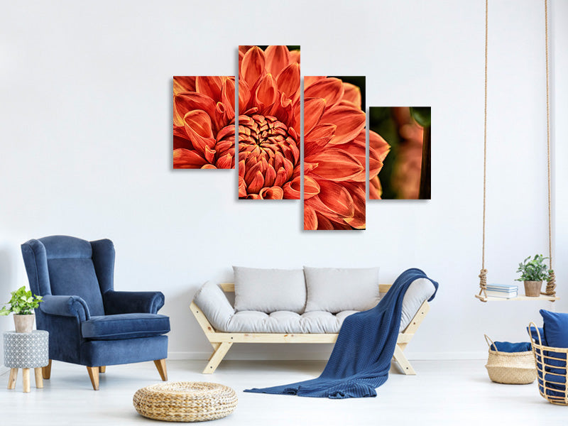 modern-4-piece-canvas-print-painting-of-a-dahlia