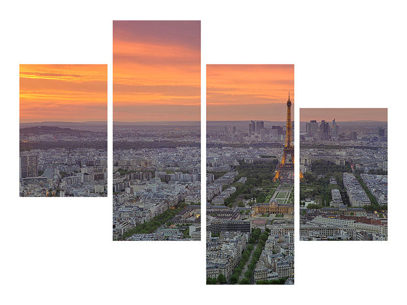 modern-4-piece-canvas-print-paris-skyline-at-sunset