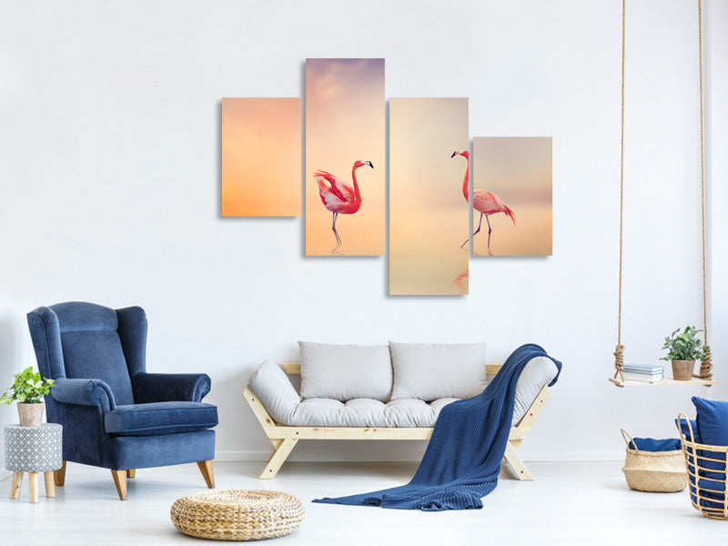 modern-4-piece-canvas-print-romantic-flamingos