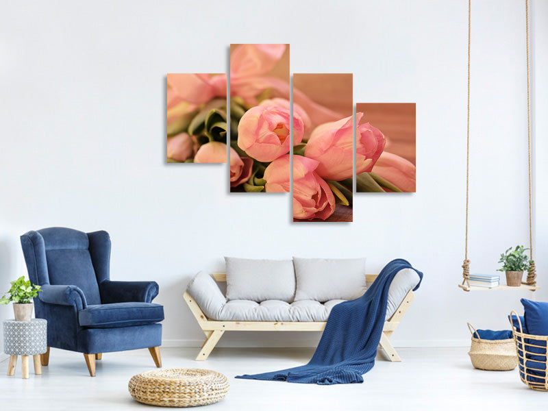 modern-4-piece-canvas-print-romantic-tulip-bouquet