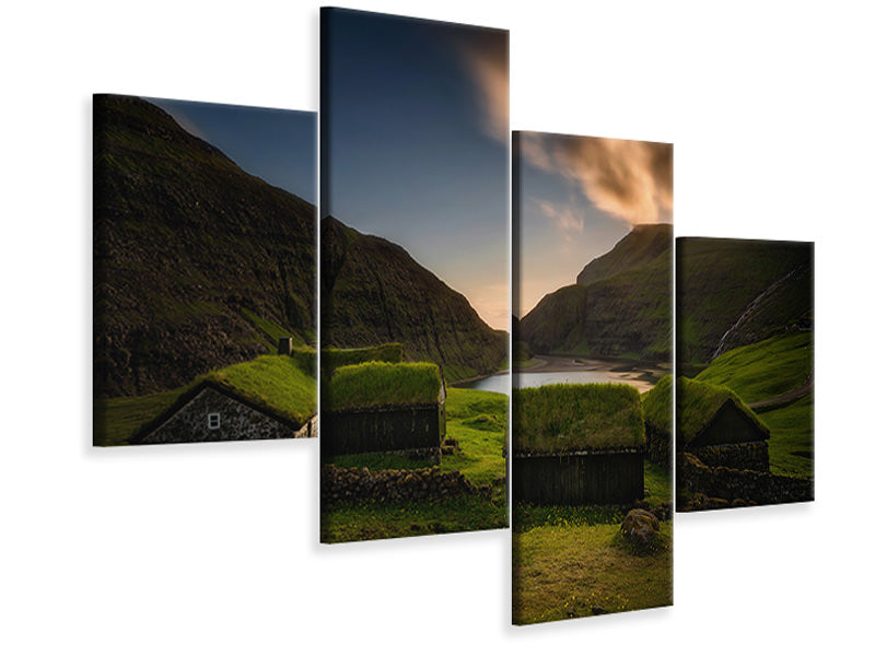 modern-4-piece-canvas-print-saksun-village