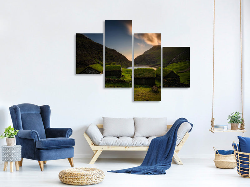 modern-4-piece-canvas-print-saksun-village