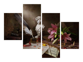 modern-4-piece-canvas-print-still-life-with-lily-and-bust