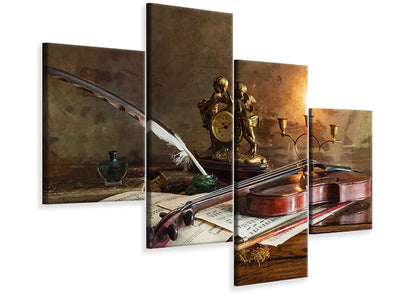 modern-4-piece-canvas-print-still-life-with-violin-and-clock