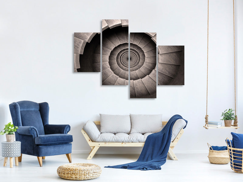 modern-4-piece-canvas-print-stone-spiral-staircase