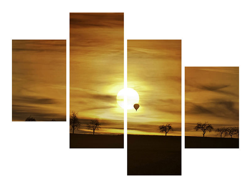 modern-4-piece-canvas-print-sunset-with-hot-air-balloon