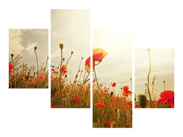 modern-4-piece-canvas-print-the-poppy-field-at-sunrise