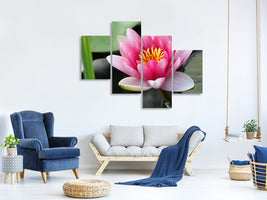 modern-4-piece-canvas-print-the-water-lily-in-pink