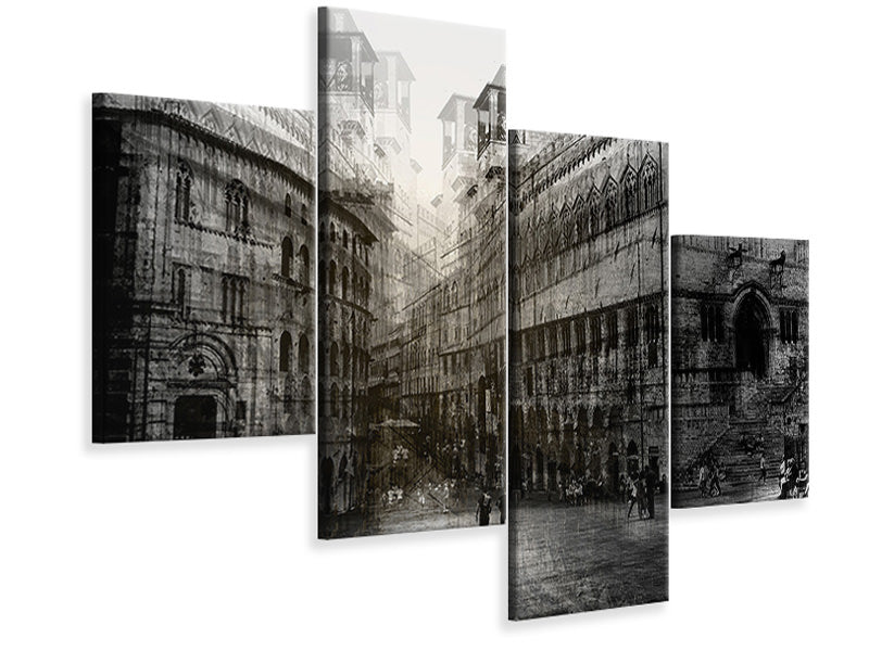 modern-4-piece-canvas-print-walking-in-the-square