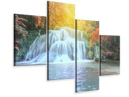 modern-4-piece-canvas-print-waterfall-in-light