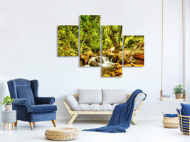 modern-4-piece-canvas-print-waterfall-in-the-forest