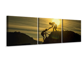 panoramic-3-piece-canvas-print-climbing-in-the-mountains