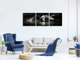 panoramic-3-piece-canvas-print-flying-swan