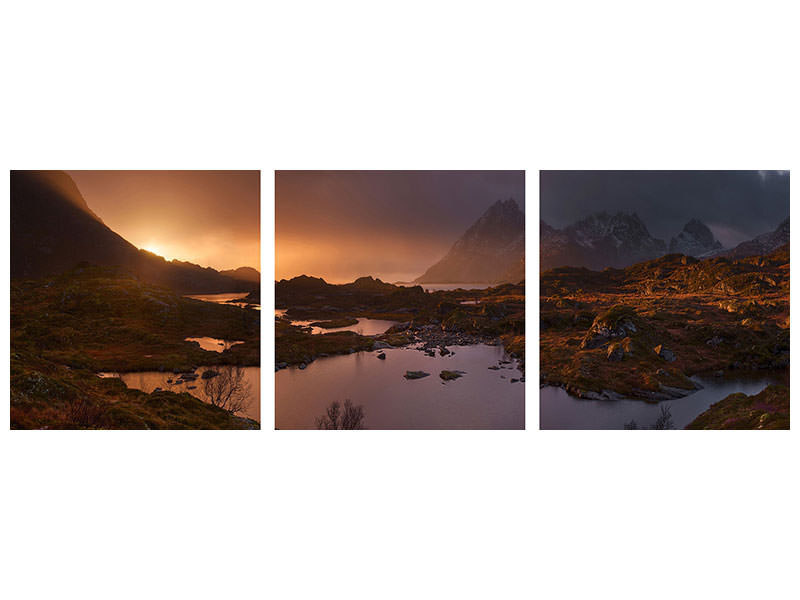 panoramic-3-piece-canvas-print-sunrise-over-lofoten