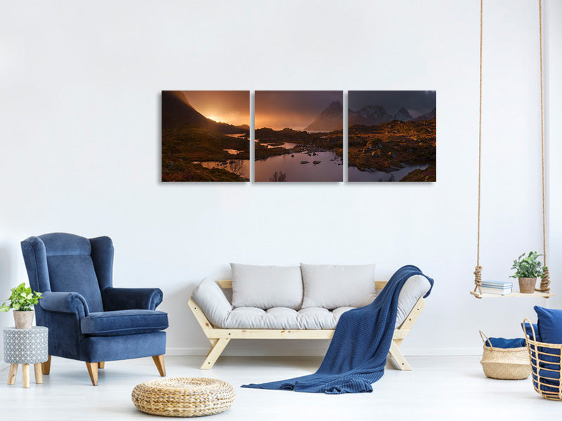 panoramic-3-piece-canvas-print-sunrise-over-lofoten