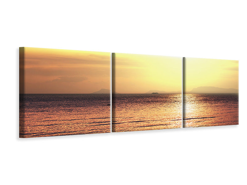 panoramic-3-piece-canvas-print-sunset-at-the-lake