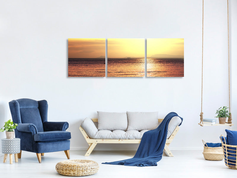 panoramic-3-piece-canvas-print-sunset-at-the-lake