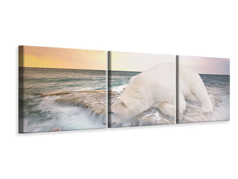 panoramic-3-piece-canvas-print-the-polar-bear-and-the-sea