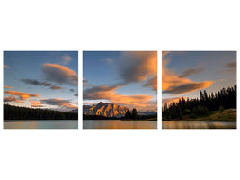 panoramic-3-piece-canvas-print-two-jack-lake-sunset