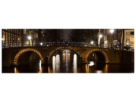 panoramic-canvas-print-at-night-in-amsterdam