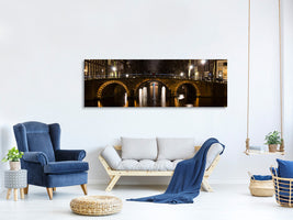 panoramic-canvas-print-at-night-in-amsterdam